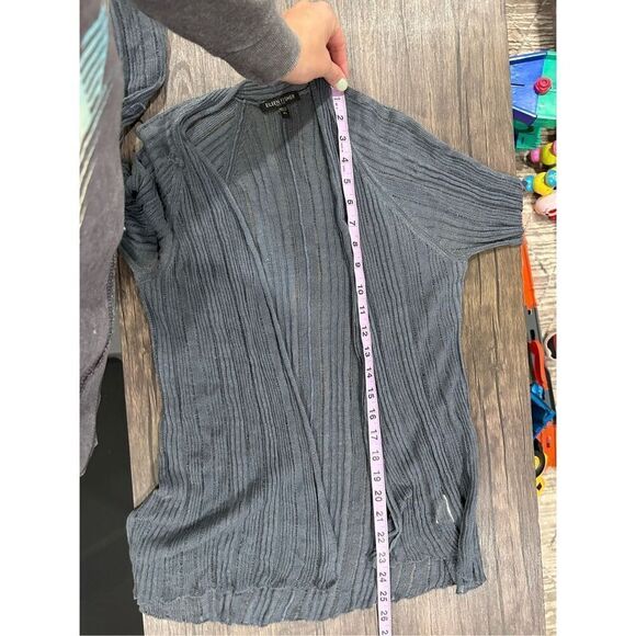 Eileen Fisher Open Front Long Sleeve Ribbed Semi-Sheer Gray Cardigan Size PS - Picture 8 of 9